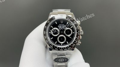Rolex Daytona 40mm 7750 Movement Black Face SS Oyster Band Watch